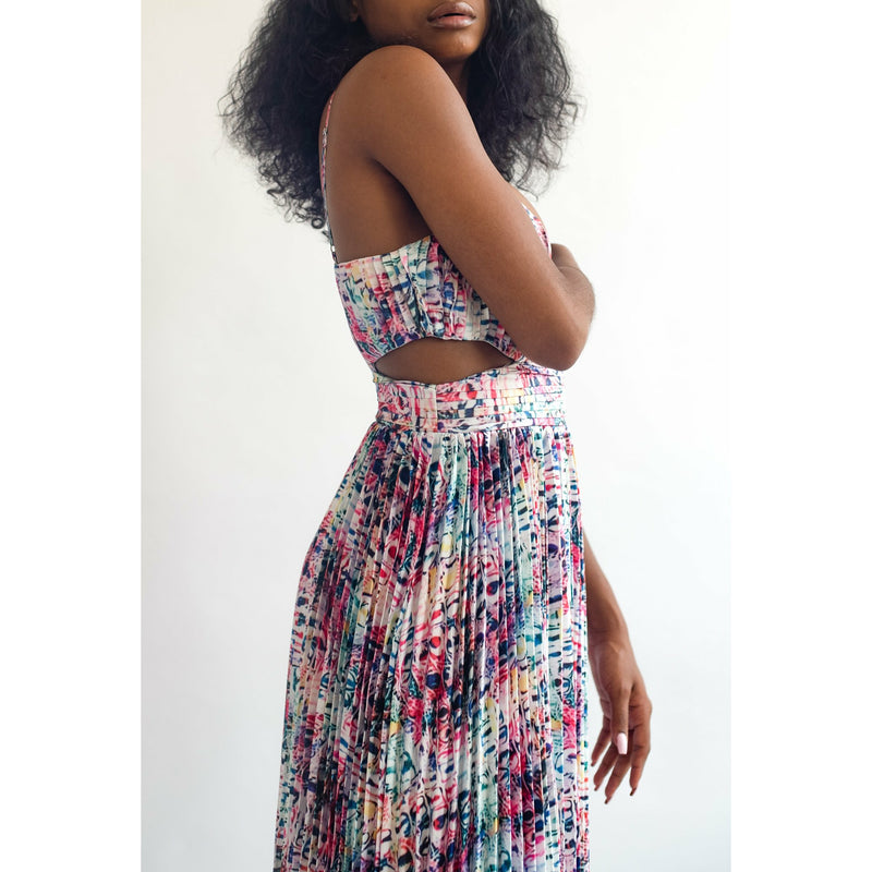 Ria Multi-Print Side Cut Dress